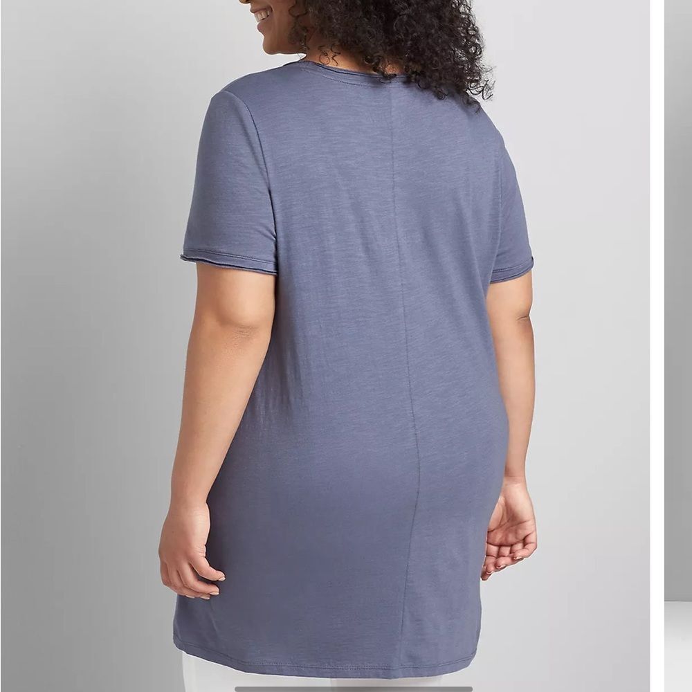 Lane Bryant Short Sleeve Scoop Raw Edge Neck Top - Picture 2 of 4
